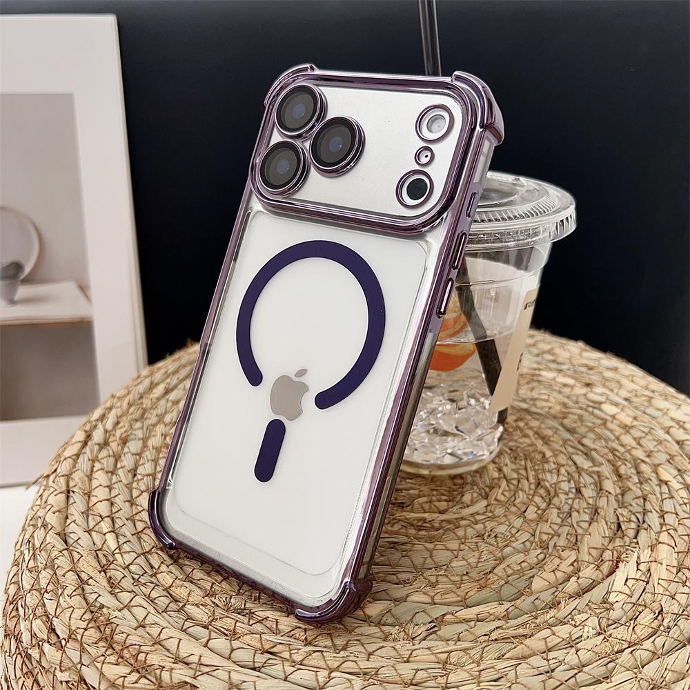 Новый прозрачный ударопрочный магнитный чехол с покрытием для iPhone 17 17 Air 17Pro 17 Pro Max Для беспроводной зарядки Magsafe