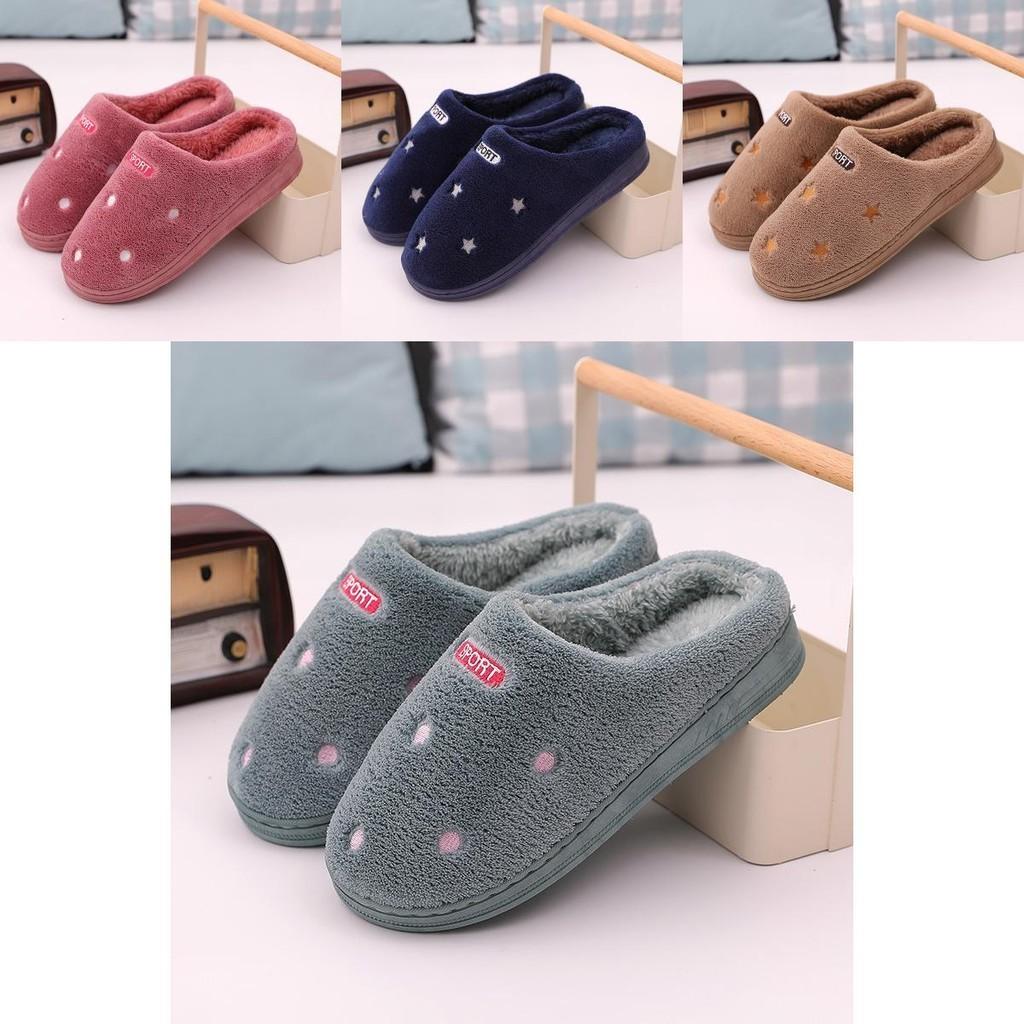 Comfortable Indoor Couple Winter Slippers Featuring Warm Plush Furry Construction