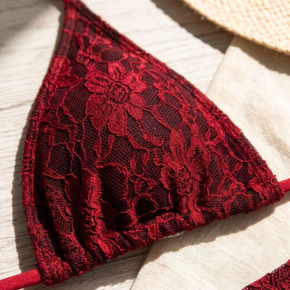 Cover Skirt Sexy Brazilian Bikini Set Mesh Swimsuits Beach Lace Bikinis Pool