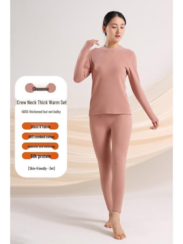 Женский теплый флисовый бархатный комплект термобелья - Утепленный, облегающий, 460 г с подогревом, пропитанный гиалуроновой кислотой зимний комплект
