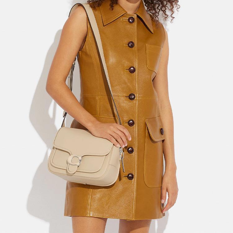 New COACH Tabby Cow Leather Shoulder Bag, Crossbody Bag Medium Size Women's Beige CK953-LHVT5