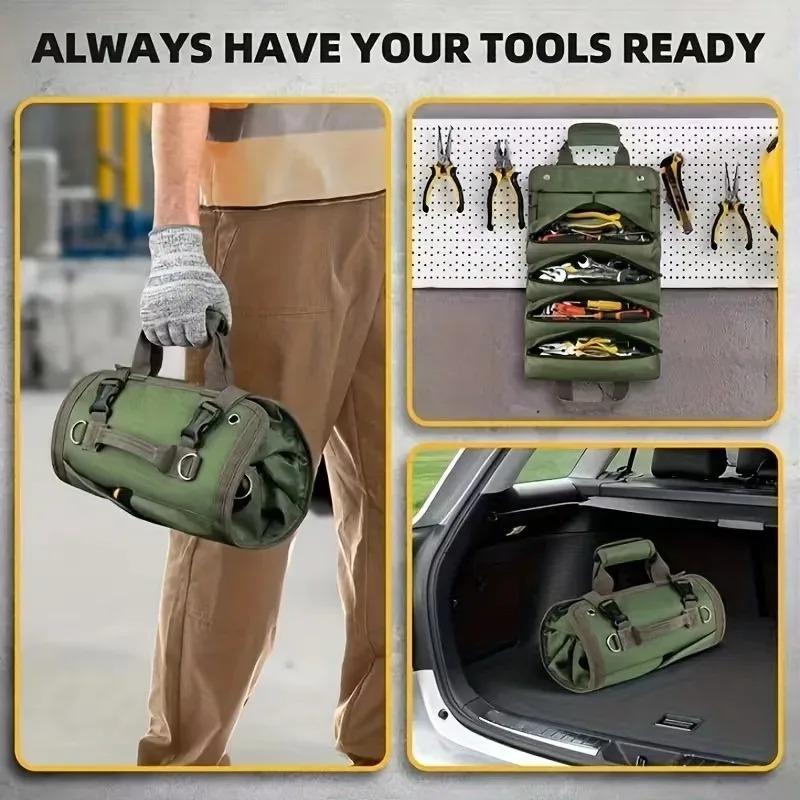 Durable Roll Up Tool Bag Multifunctional Electrician Mechanic Organizer Outdoor Storage Solution Ideal for Father's Day Gift