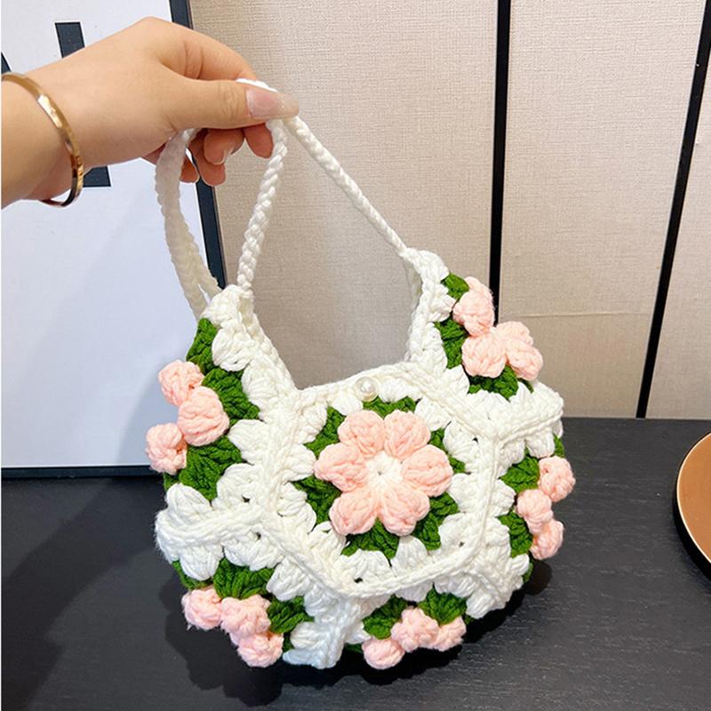 Сумка на плечо ручной работы с цветочным узором для женщин, милая стильная модная сумка в форме полумесяца для путешествий в отпуске