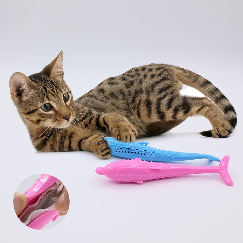 Кошачья зубная щетка, Кошачья силиконовая рыбка, Кошачья игрушка зубная щетка для питомца, Кошачья рыбка с мятой