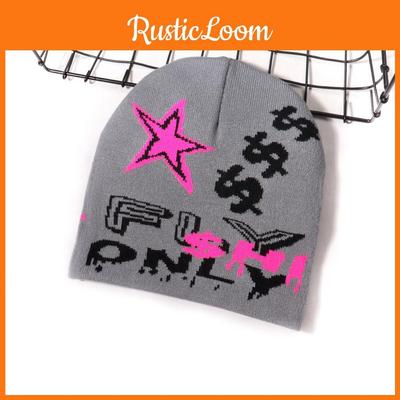 Вязаная кепка в городском стиле с вышивкой букв для осенне-зимней моды