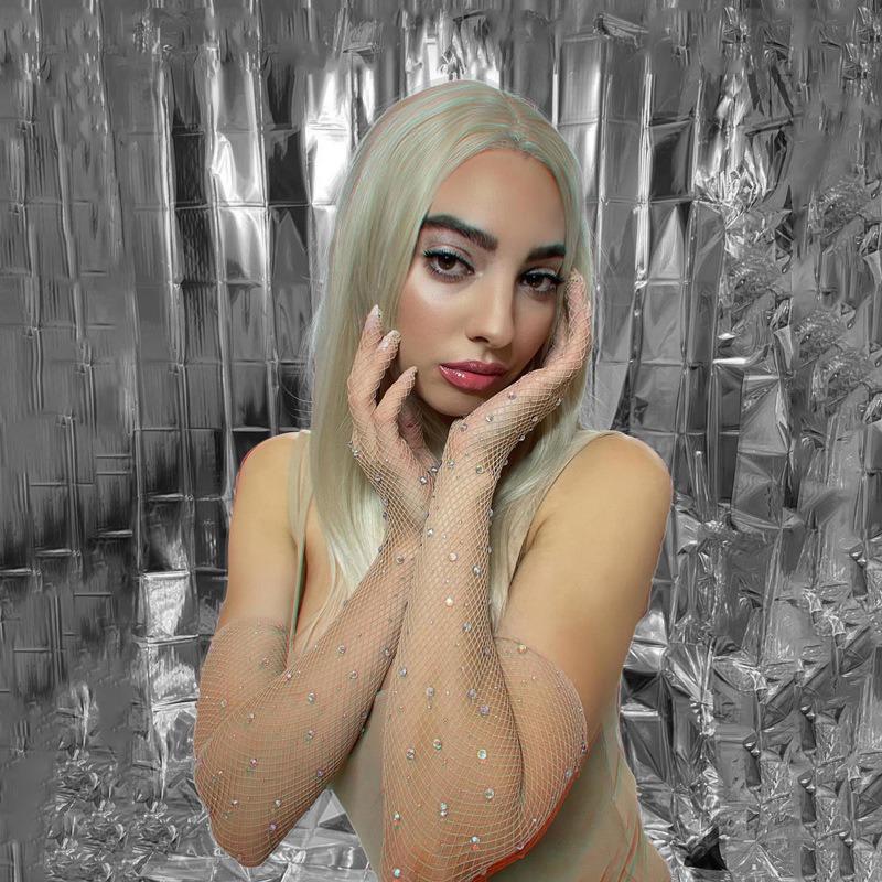 2 Pair Mesh Gloves Fishnet Crystal Rhinestone Long Full Finger Arm Opera Party Lace