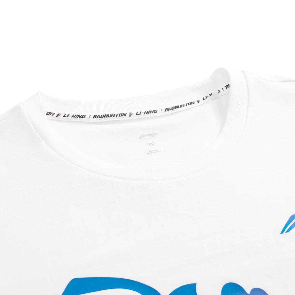 Li Ning Badminton Series Letter Round Neck Comfortable Breathable Versatile Short Sleeve T-Shirt Unisex Tops White AHSVD75-2