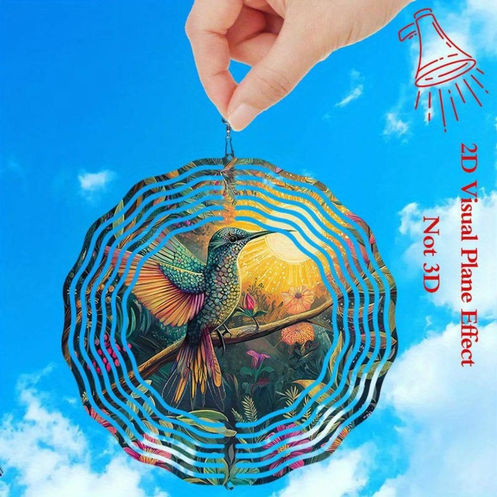 Яркая Цветочная Подвеска-Колокольчик с Колибри Красочный Металлический Садовый Декор Батарейки Не Нужны для Открытого Патио Веранды Праздничный Подарок