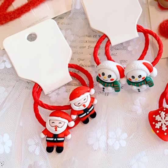 Резинки для волос Снеговик/Санта-Клаус/Колокольчик/Олень/Декор елки Подарки Высокопрочные рождественские тематические детские резинки для волос Держатели для хвоста для школы