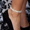 Charm Girls Shine Elastic Stretchy Rhinestones Crystal Silver Color Women Anklet Foot Jewelry Bracelet