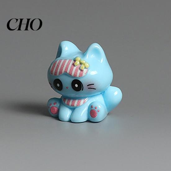 Cute Cat Collectible 3 Pcs Mini Resin Figurines, Cartoon Miniature Kittens Animal Model Tiny Desk Accessory for Fairy Garden, Moss Landscape,