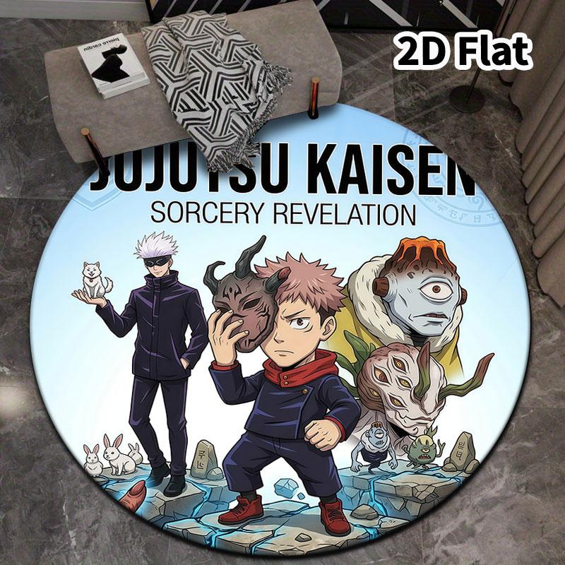 Ковер с круглым ворсом Jujutsu Kaisen Ковер для гостиной, спальни, дивана, игровой комнаты Декор Нескользящий коврик для пола