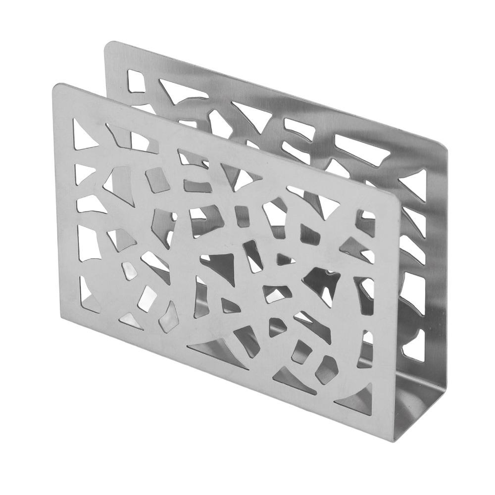 Stable Base Metal Napkin Holder Hollow Out Stainless Steel Napkin Holder Buffet