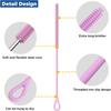 YOTIME Silicone Straw Cleaner Brush, 2Pcs Reble Straw Brush Extra Long for Cleaning Tumbler with Handle and Glass Metal Smoothie Straws, Non-slip