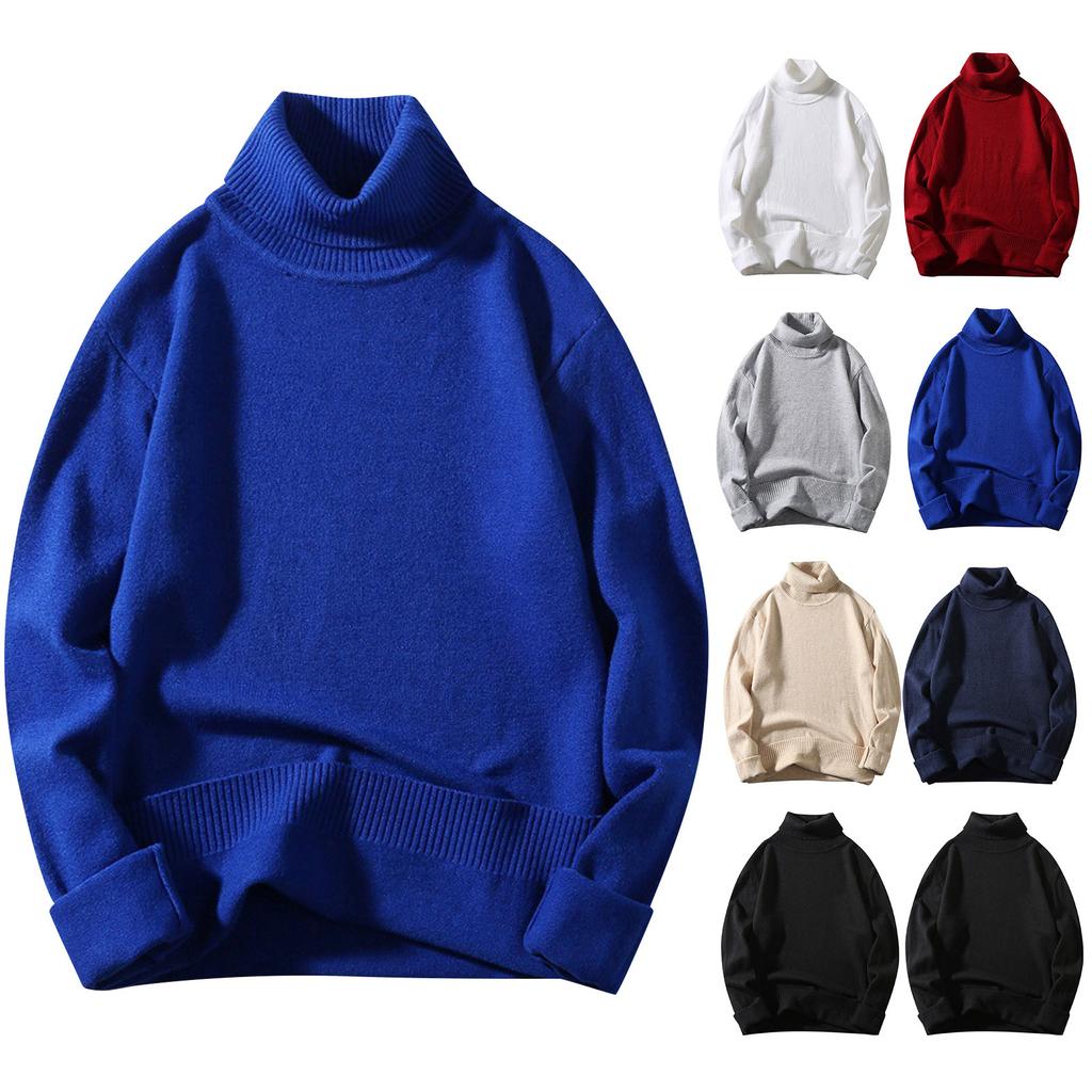 Мужской свитер, свитер с высоким воротом, однотонный тонкий свитер