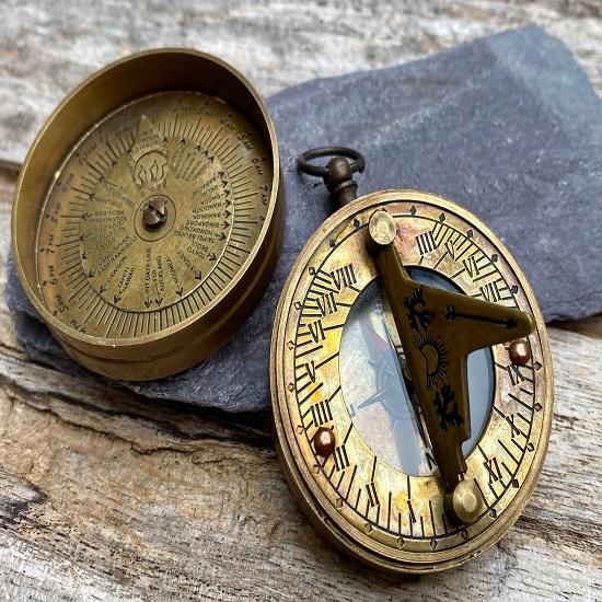 Латунный карманный компас | компас в винтажном стиле | ручной компас | солнечные часы | стимпанк | подарки для него