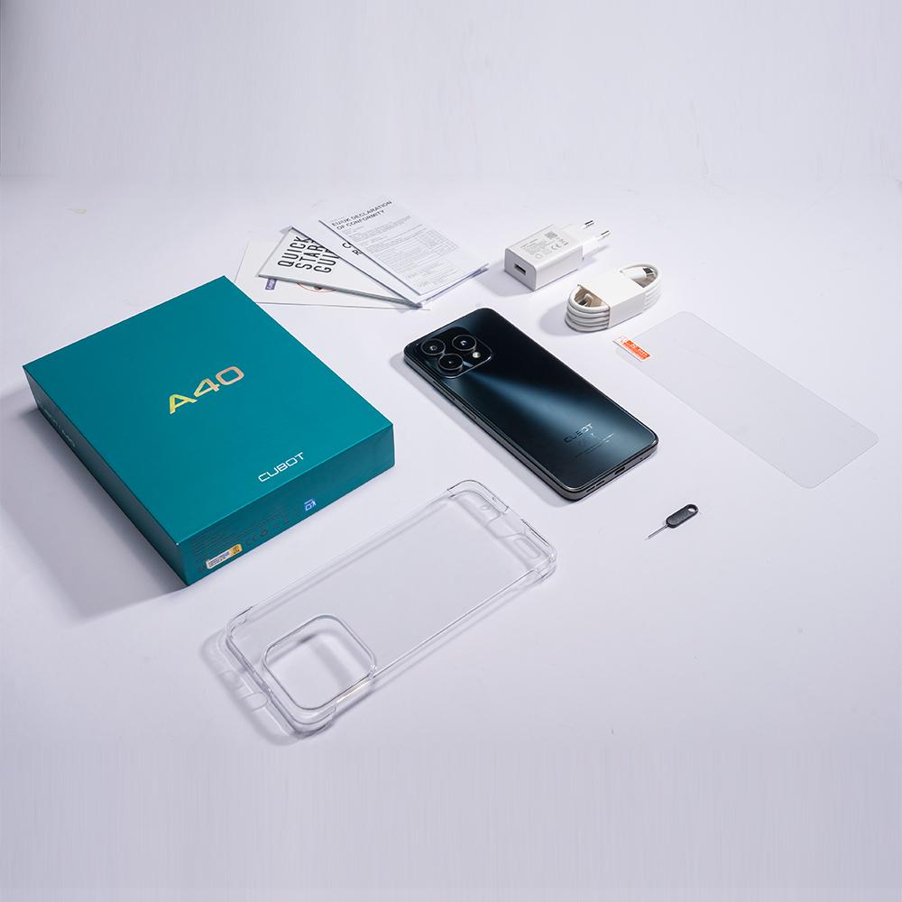 Cubot Смартфон A40, Android 15, 4 ГБ ОЗУ + 256 ГБ ПЗУ, 6,88-дюймовый экран 120 Гц, восьмиядерный, камера 48 МП, аккумулятор 5100 мАч, NFC, Face ID