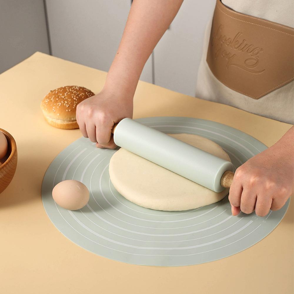 2 Pcs/set Silicone Rolling Pin Kit with Scale Kneading Pad Rolling Pin Pastry Mat Set Pizza