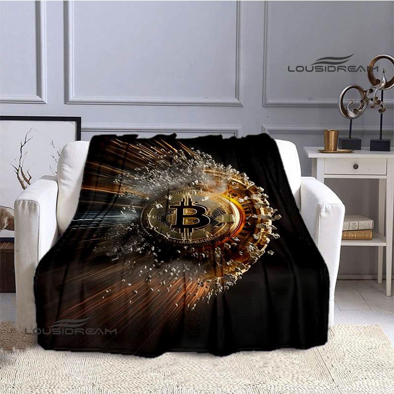 Bitcoin Fashion Printed Blanket Kids Warm Blanket Flannel Soft Cozy Blanket Sofa Bed Blanket Travel Blanket Birthday Gift