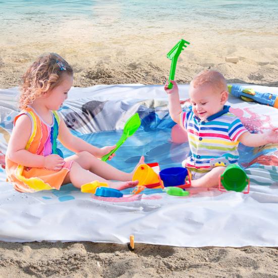 1 Набор Детский Плескательный Бассейн Пляжное Одеяло с Сумкой для Колышков Легкий Портативный Складной 2-в-1 Летние Каникулы Малыши Плескательный Бассейн Уличный Коврик для Кемпинга