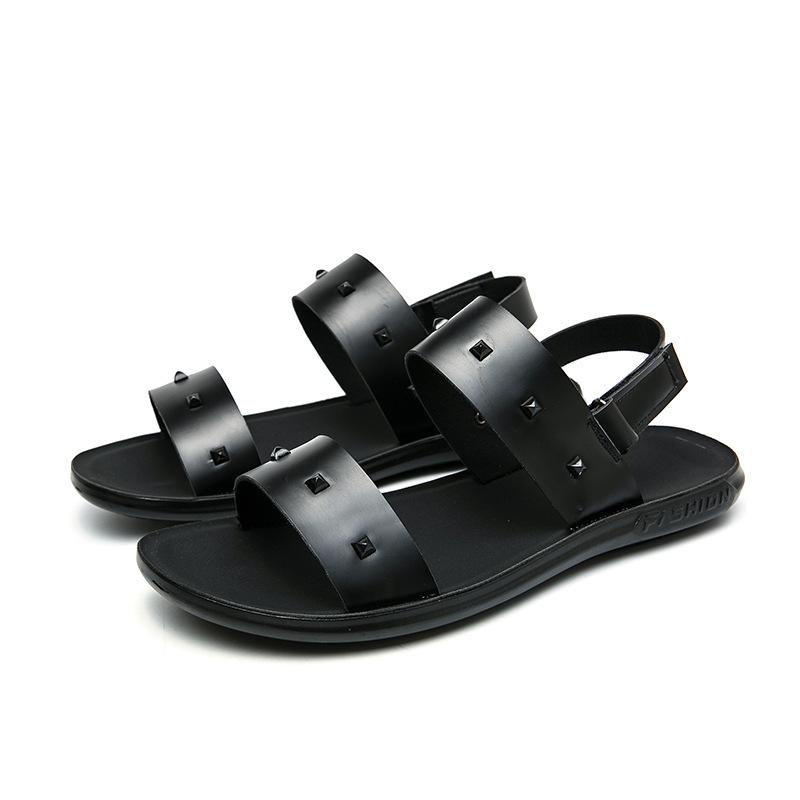 2025 Summer Classic Black/White Men Rome Genuine Leather Roman Sandals Gladiator Breathable Sandals Romanas Hombre Flat Sandles