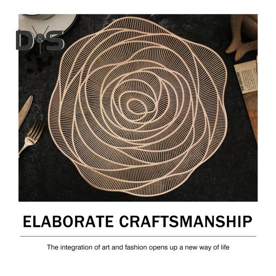 Бронзовая подставка для столовых приборов с розой, противоожоговая, термостойкая, нескользящая, водонепроницаемая, теплоизоляция, ПВХ, можно мыть в посудомоечной машине, можно мыть в посудомоечной машине, коврик для украшения обеденного стола, кухонные принадлежности