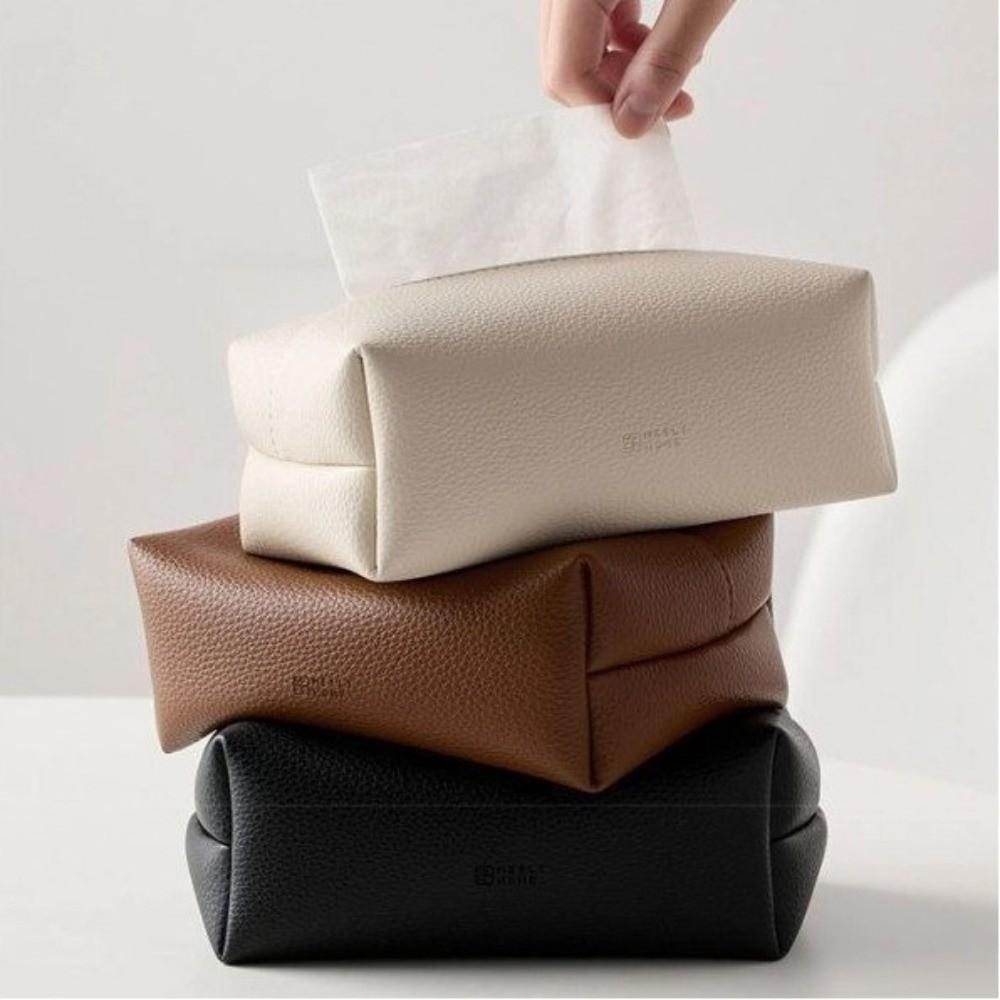 Artificial Leather Tissue Box Desktop Decoration Napkin Holder Tissue Storage Box Living Room
