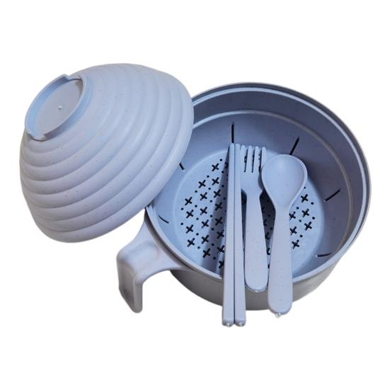 Microwave Ramen Cooker Bowl Set with Chopsticks Noodle Bowl Microwavable Fast Ramen Pot for College Students BPA-Free Heat-Resistant Handles