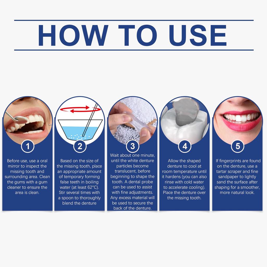 Moldable Teeth Repair Kit Temporary Dental Replacement Kit Thermal Beads For Filling Fix The Missing And Broken Tooth Artificial