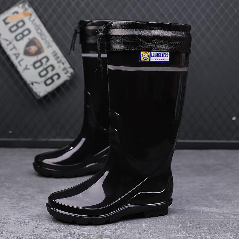 Дождевики мужские осенне-зимние водонепроницаемые и нескользящие бархатные высокие резиновые туфли мужские кухонные, рыболовные, рабочие, для отдыха на природе, водные туфли