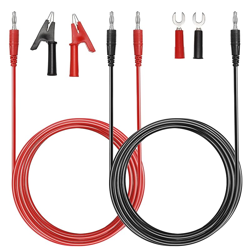 Sumnacon 4 in 1 Banana Plug Alligator Clip Pure Copper Fork Test Lead, 3.3 ft Multimeter Flexible Test Lead Wire Cable with Protective Jack Copper