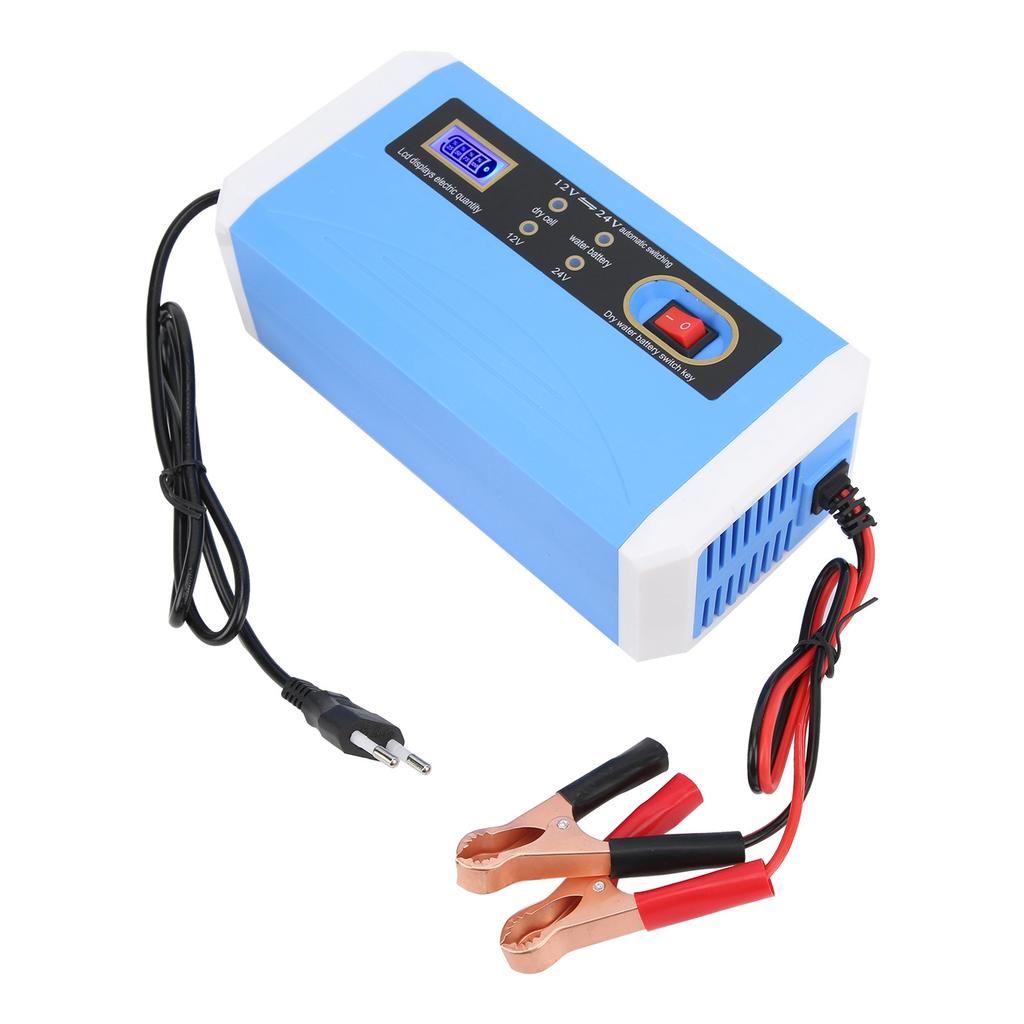 Зарядное устройство для автомобильного аккумулятора 12В 24В Эффективное Интеллектуальное ЖК-дисплей Автоматическая передача Импульсное восстановление для 10Ач-200Ач 110-240В