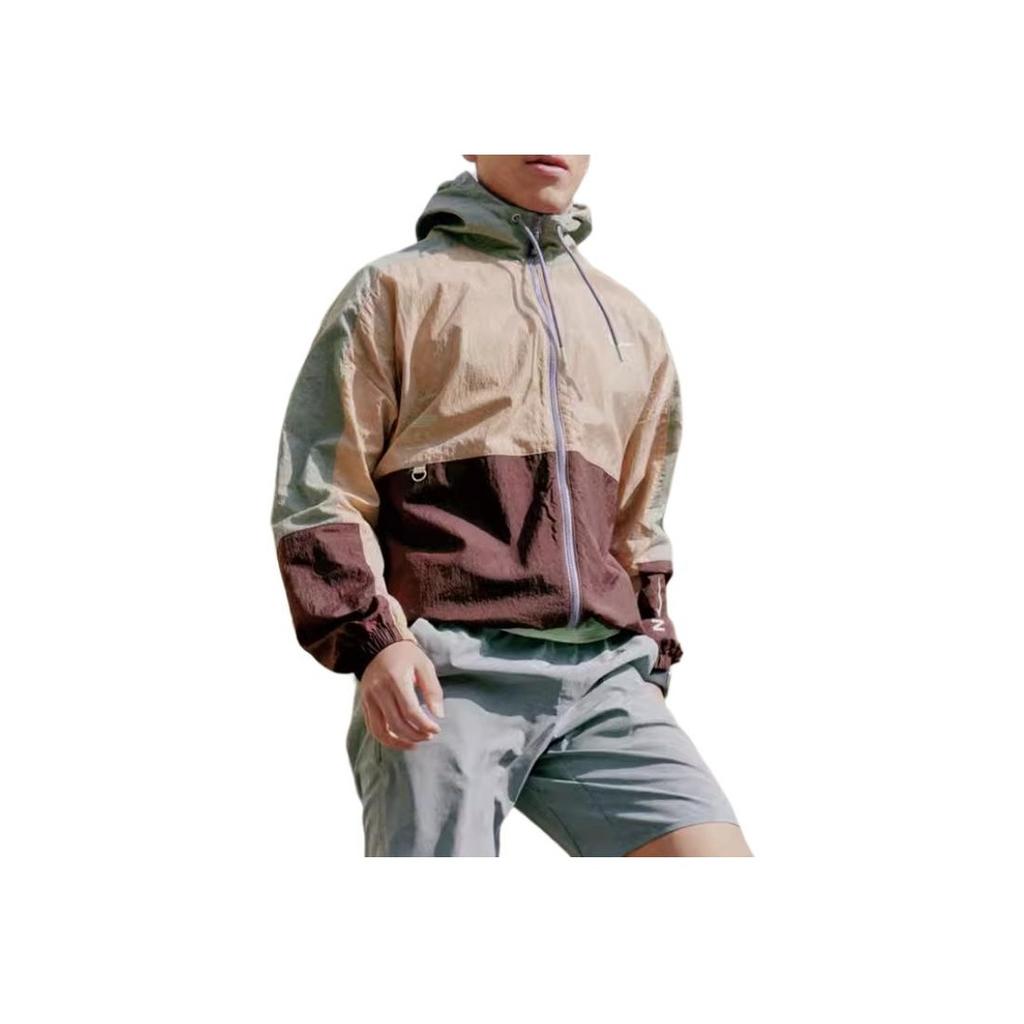 Nike Color Block Hooded Training Casual Long Sleeve Jacket Men Jackets Khaki HF6170-200