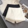 Small Fragrance Style White Sequin Design Shorts for Women's New Winter Sweet and Spicy Trendy High-waisted Casual Boot Pants