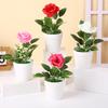 Artificial Potted Rose Desktop Faux Rose Bonsai Reusable Artificial Rose In Flower