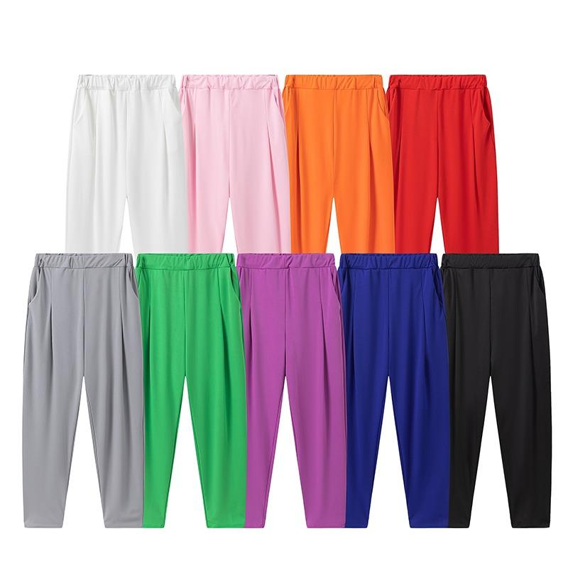 Модная повседневная рубашка с круглым вырезом и длинным рукавом, комплект из двух частей, свободные брюки, осенний однотонный костюм больших размеров с карманами, женская одежда 1846