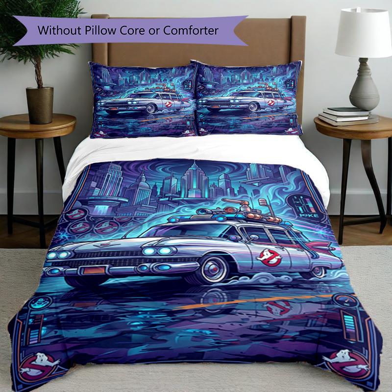 3pcs Duvet Cover Set (1*Duvet Cover + 2*Pillowcase, Without Core), Ghostbusters Print Bedding Set, Bedroom Decor, All‑Season, Birthday Gift