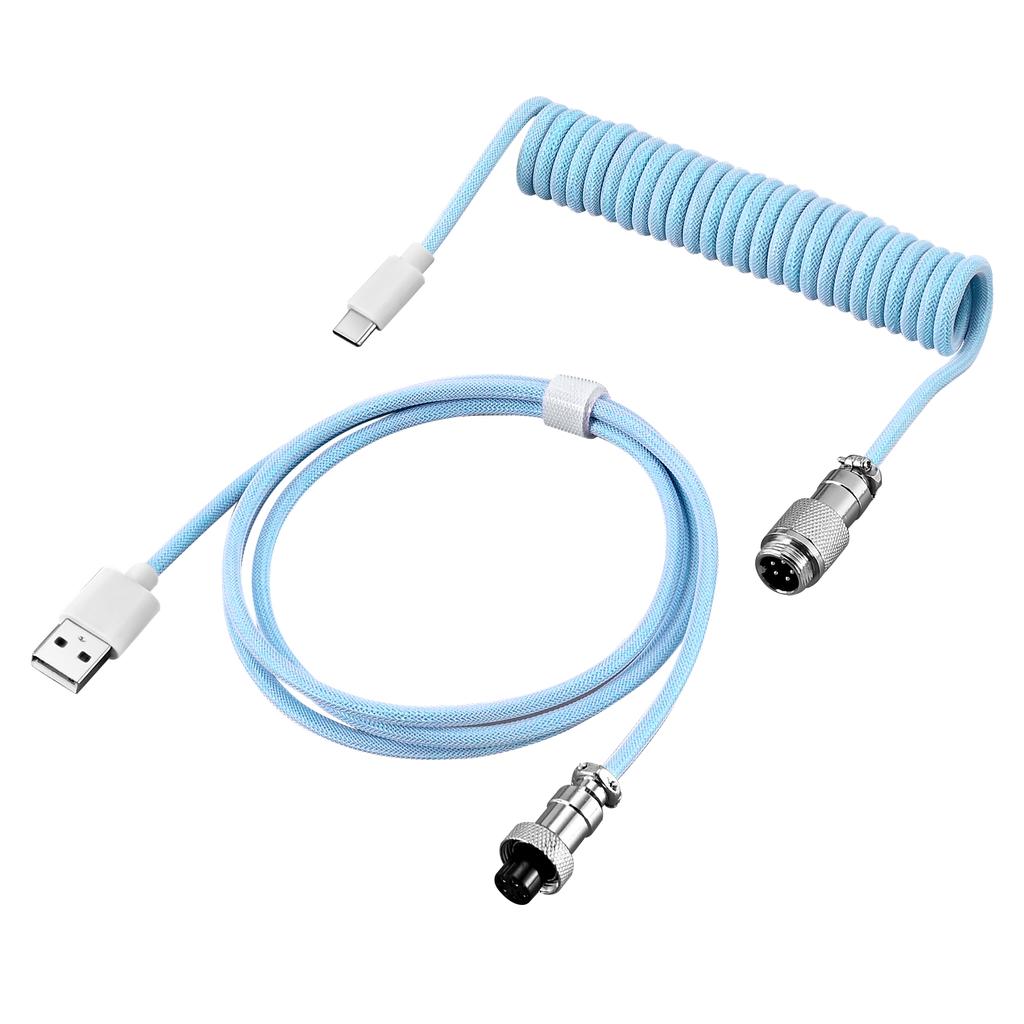 Type C Mechanical Keyboard Coiled Cable Type C USB Mechanical Keyboard Aviator Desktop Computer Aviation Connector Cord Max 3m
