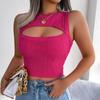 Women Spring Summer Sexy Hollow Out Sleeveless Wrap Up Knit Tank Top