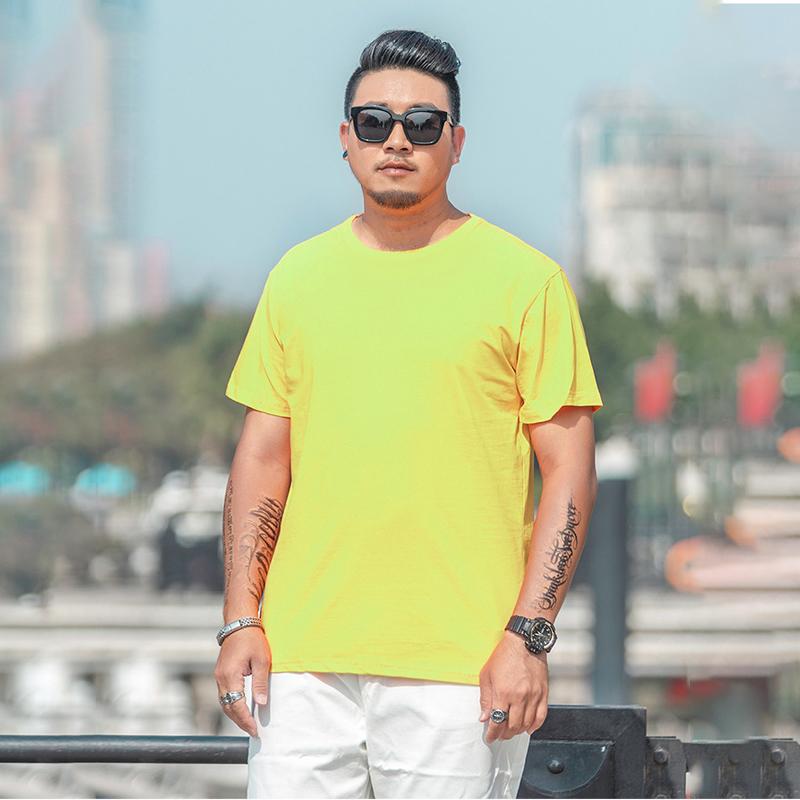 Мужская свободная футболка большого размера M-7XL 8XL Мужская однотонная футболка с круглым вырезом и короткими рукавами