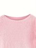 Rose Beauty A Plus Size Solid Crew Neck Pullover Sweater, Elegant Long Sleeve Knitted Sweater For Fall & Spring, Women's Plus Size Clothing