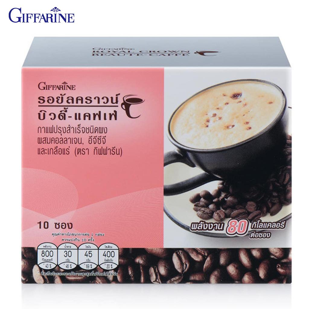Giffarine Royal Crown Beaute-Caffe’, Порошок-смесь для приготовления растворимого кофе с коллагеном, EGCG и минералами, 17 г x 10 пакетиков 41209