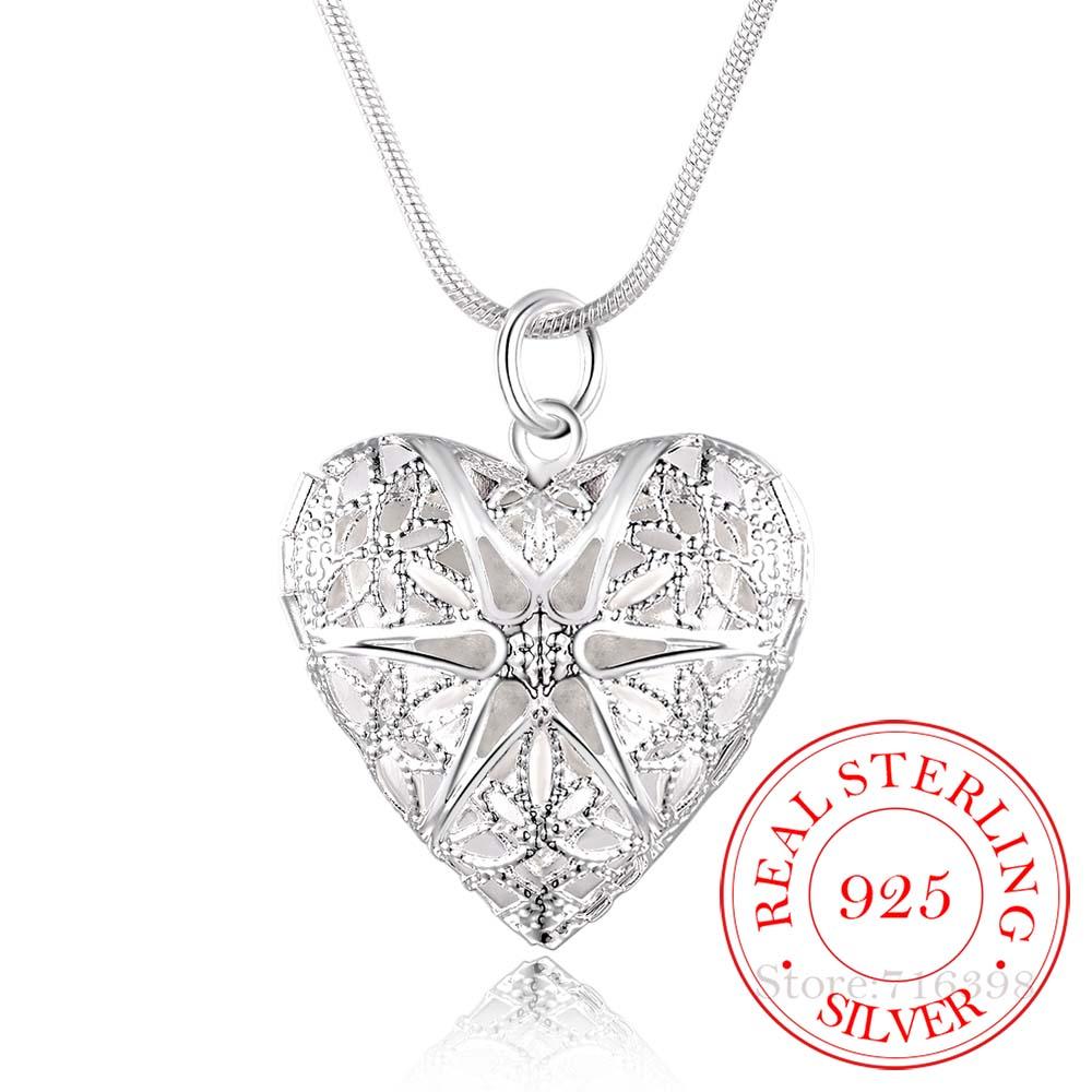 Christmas Gift 925 Sterling Silver Photo Frame Pendant Necklace Woman Charm / Classic Statement Necklace Fine Jewelry Best Gift