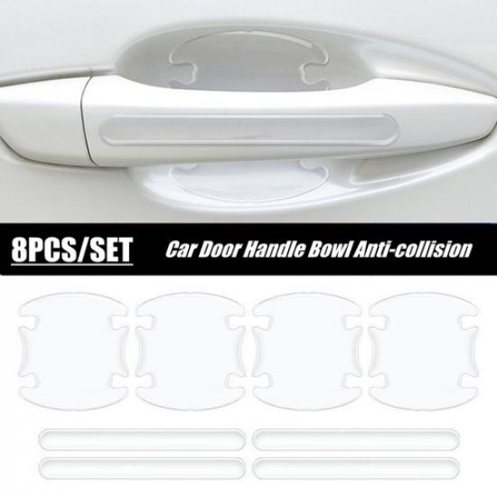 8pcs Invisible Car Door Bowl Handle Protective Sticker Anti-collision Car Decals