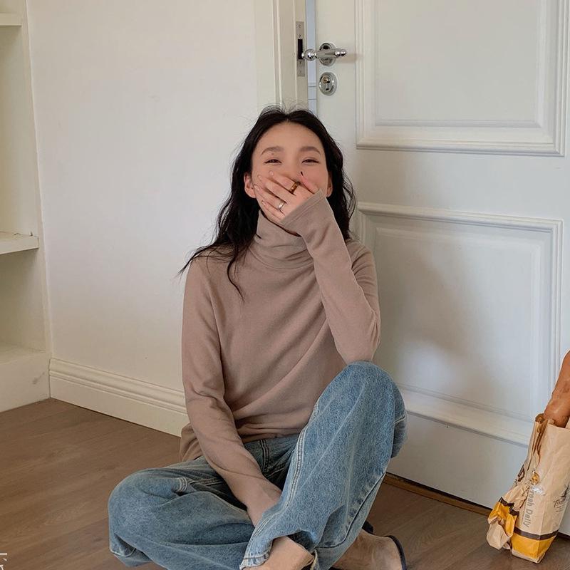 Du Xiaozhai бархатная тонкая теплая рубашка с высоким воротником для женщин - 2024 осень/зима