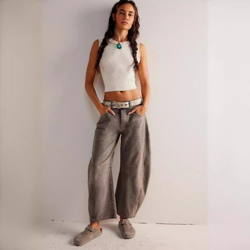 Spring Casual Loose Mid-waist Cylindrical Women's Jeans