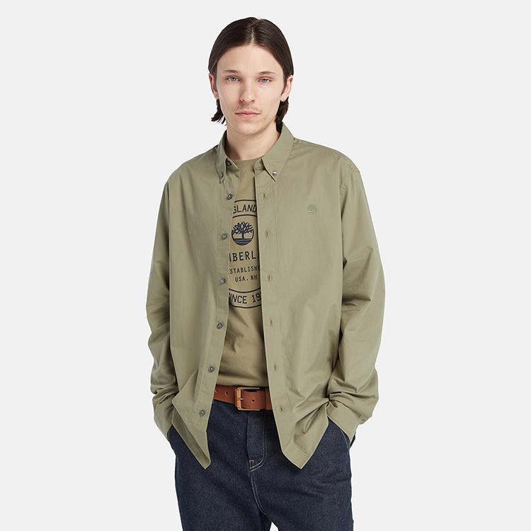 Timberland Однотонная повседневная деловая рубашка с круглым вырезом и длинным рукавом для поездок на работу Мужские рубашки Cassel-Green A2ANC-590