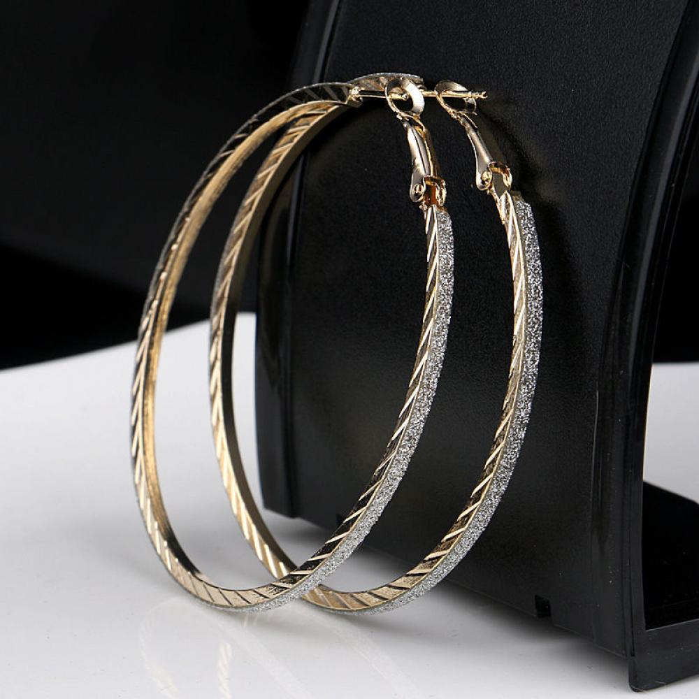 Women Jewelry Fashion Ear Studs Silver Plated Hoop Earring Mesh