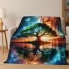 Nordic Dream Tree of Life Symbol Totem Yggdrasil Flannel Blanket,Cozy Soft Throw Blanket for Home Bedroom Bed Sofa Cover Gift