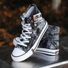 Men's Breathable Denim High-Top Sneakers: Trendy, Lace-Up Canvas Shoes